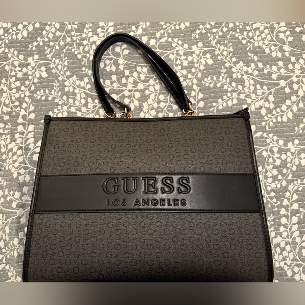 Large Guess Black and Gray Tote Bag